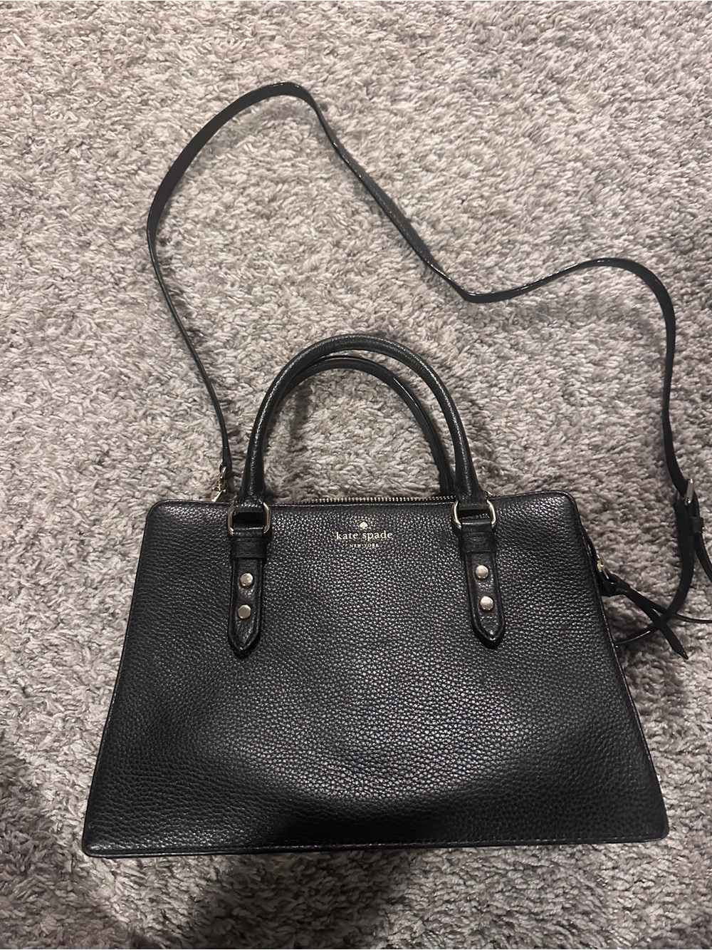 kate spade Black Pebbled Leather Structured Satchel